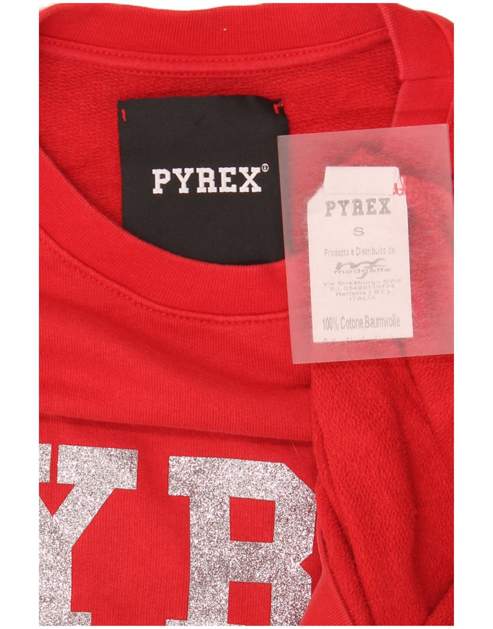 Suéter feminino Pyrex com estampa grande e grande, Reino Unido, 10 algodão vermelho pequeno
