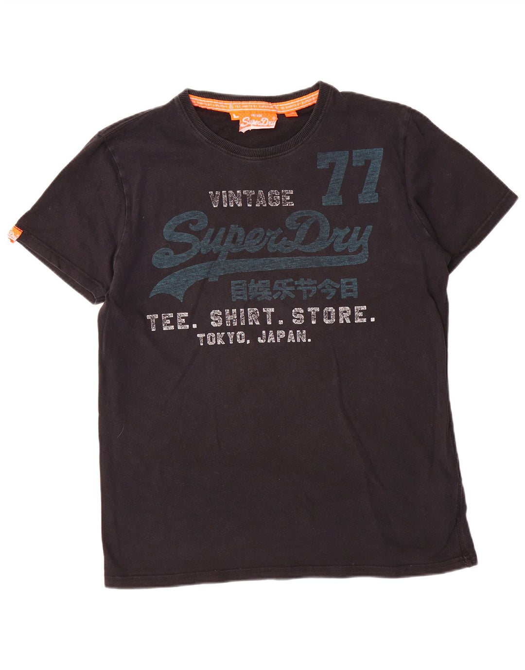 Superdry Mens Graphic T-Shirt Top Grande Algodão Preto