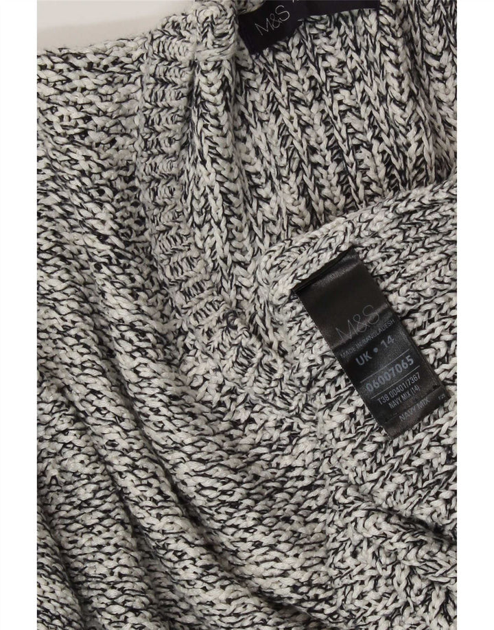 Suéter feminino Marks & Spencer com decote em V Reino Unido 14 médio azul marinho manchado