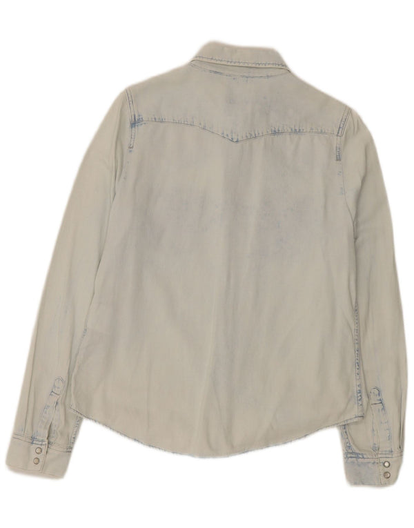Camisa jeans feminina Levi's Classic Fit UK 14 algodão azul médio