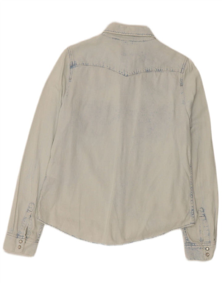 Camisa jeans feminina Levi's Classic Fit UK 14 algodão azul médio