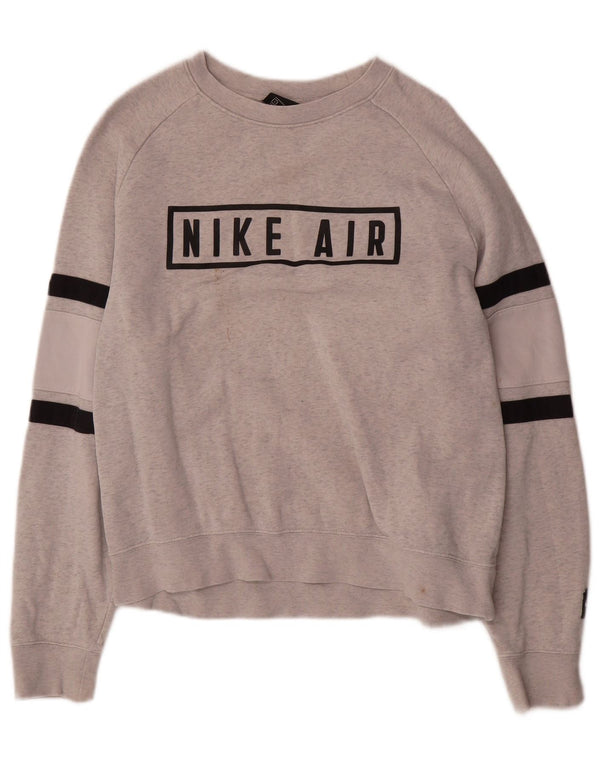 Moletom feminino oversized Nike UK 10 pequeno algodão manchado cinza