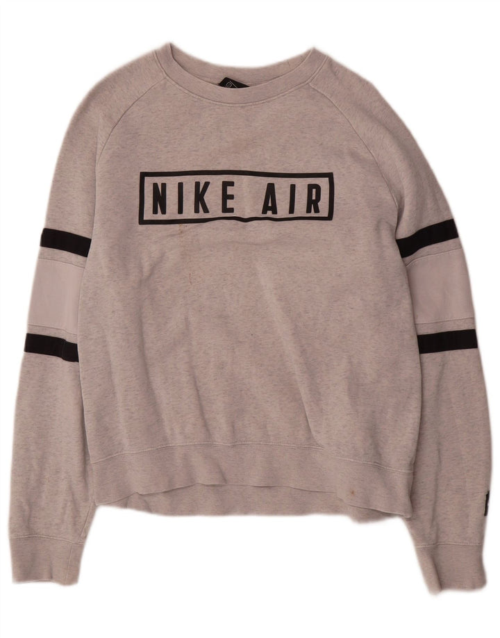Moletom feminino oversized Nike UK 10 pequeno algodão manchado cinza