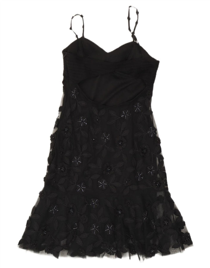 Vestido feminino vintage EU 38 poliéster floral preto médio