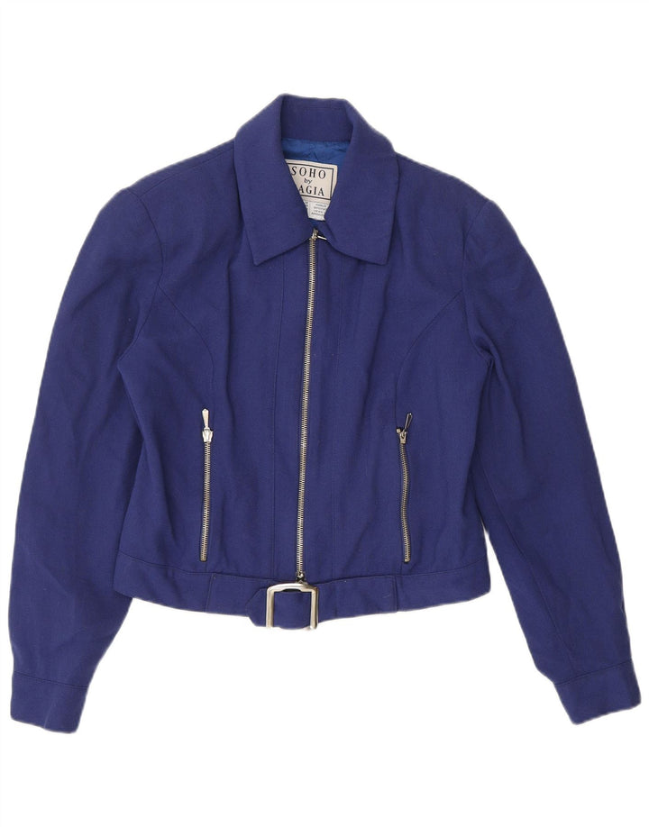 Magia Womens Soho Bomber Jacket UK 10 Pequeno Azul Marinho