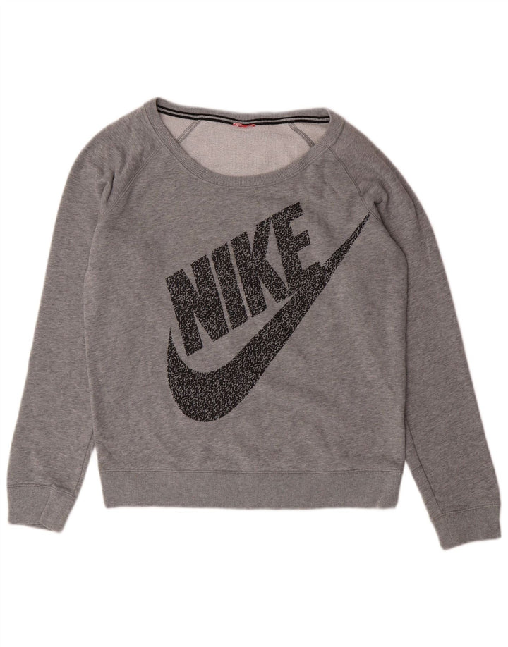 NIKE feminino gráfico moletom jumper UK 14 médio cinza