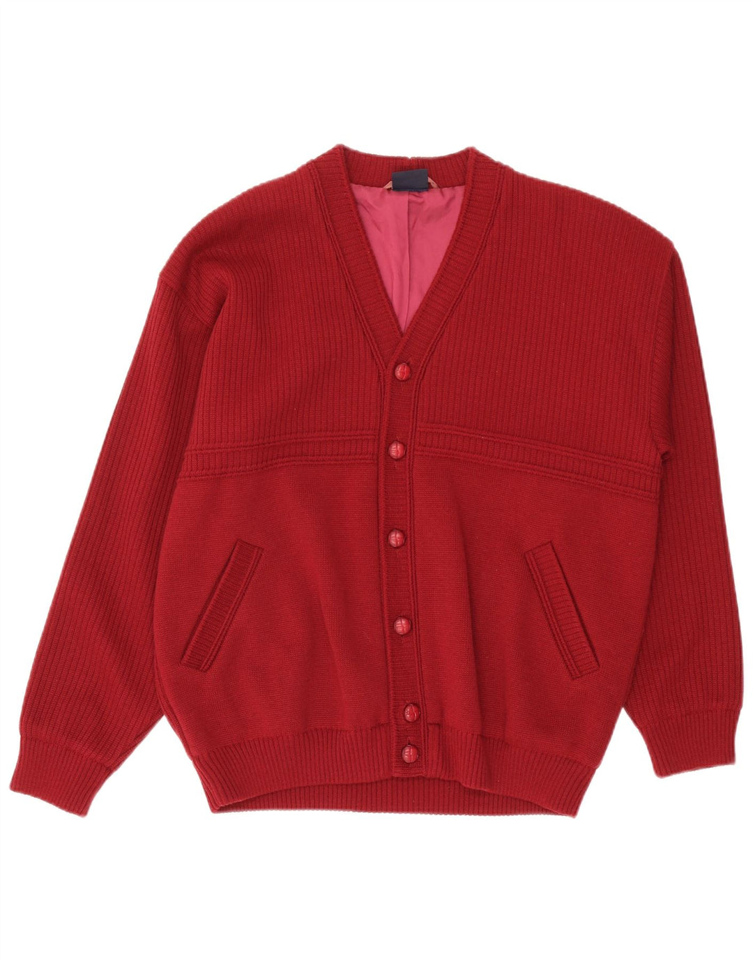 Suéter cardigã masculino Almira IT 52 grande lã merino vermelha