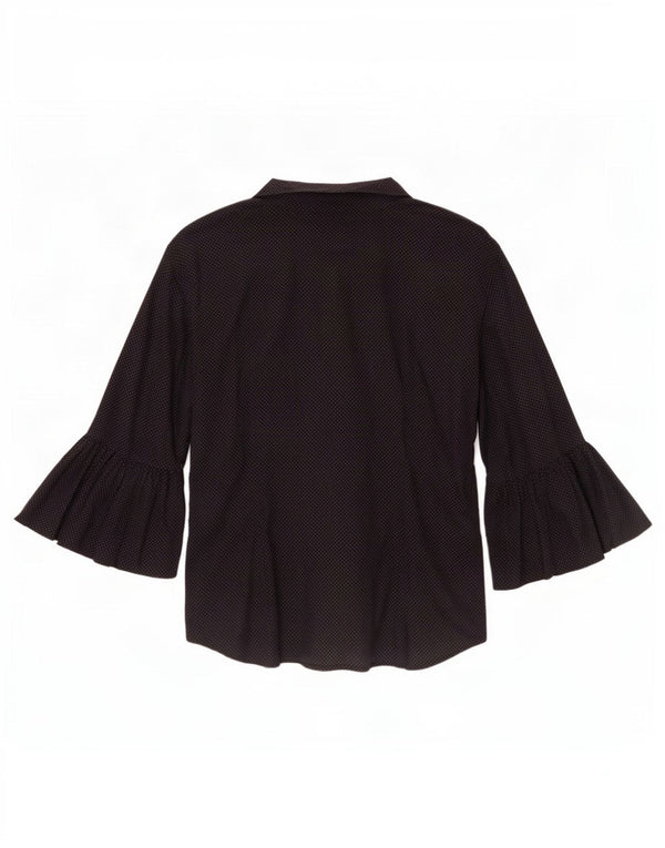 Blusa feminina vintage manga 3/4 IT 44 algodão manchado preto médio