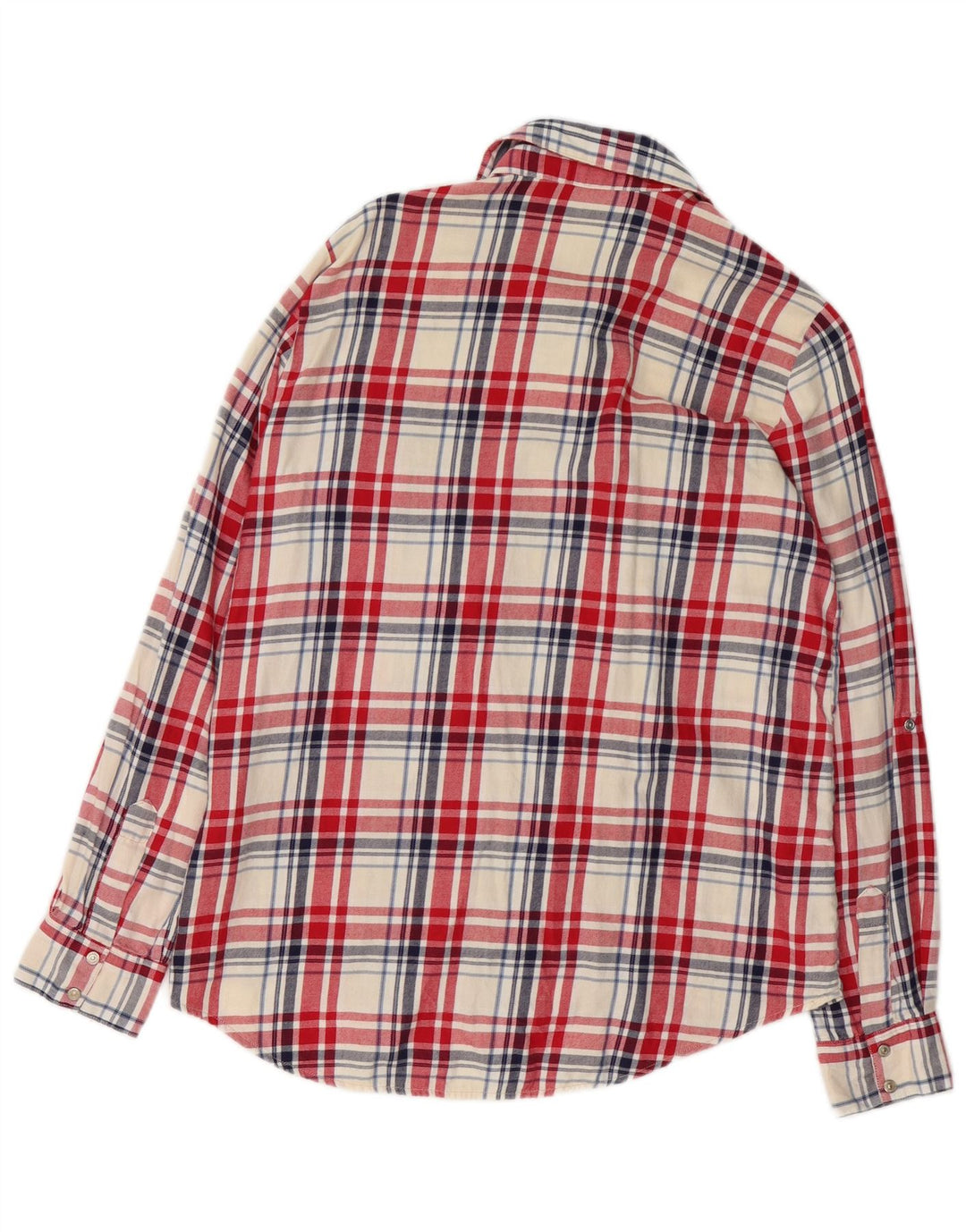 Camisa feminina de flanela Zara Reino Unido 14 algodão xadrez vermelho médio