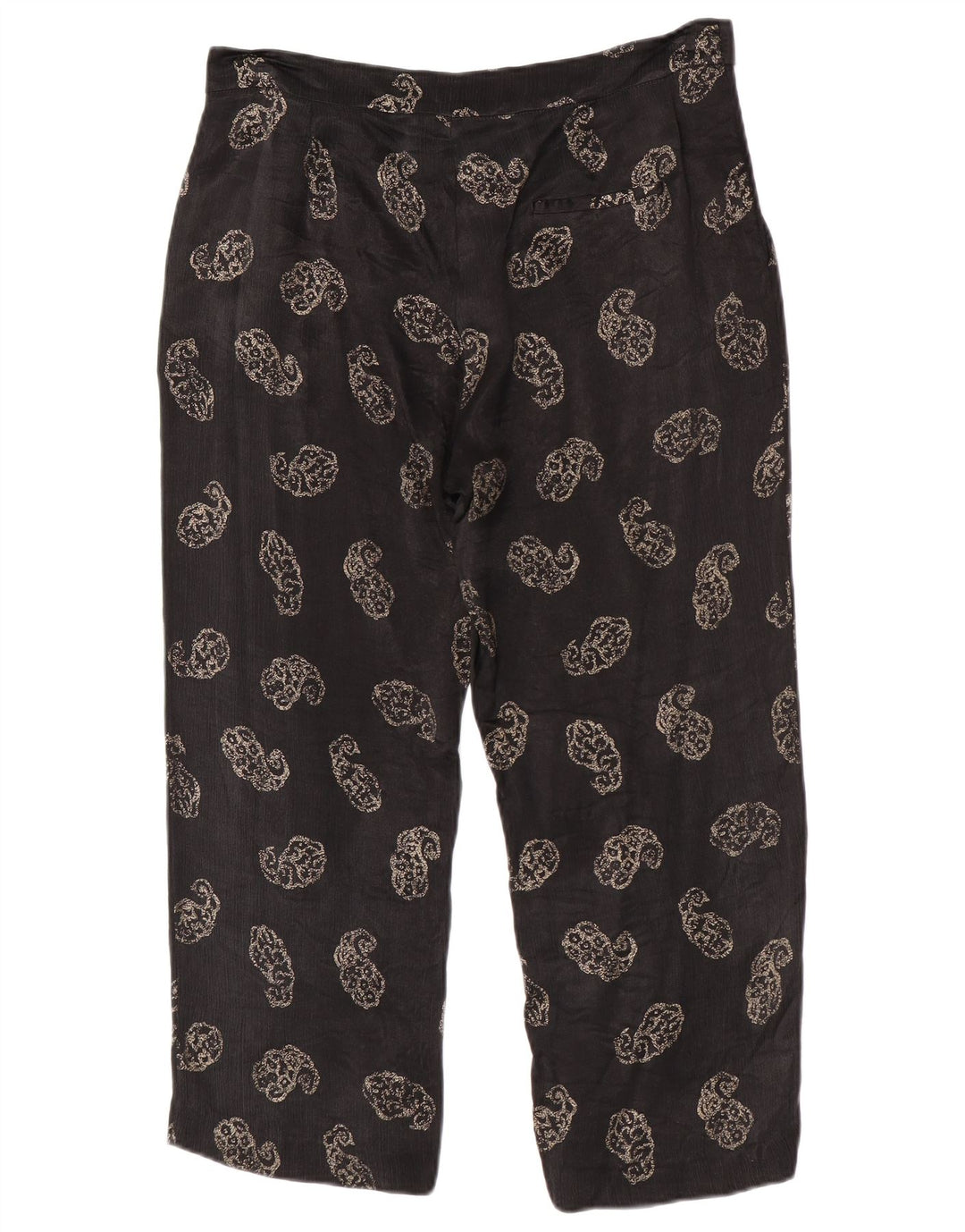 Calça feminina Zara cortada grande W30 L24 preta paisley