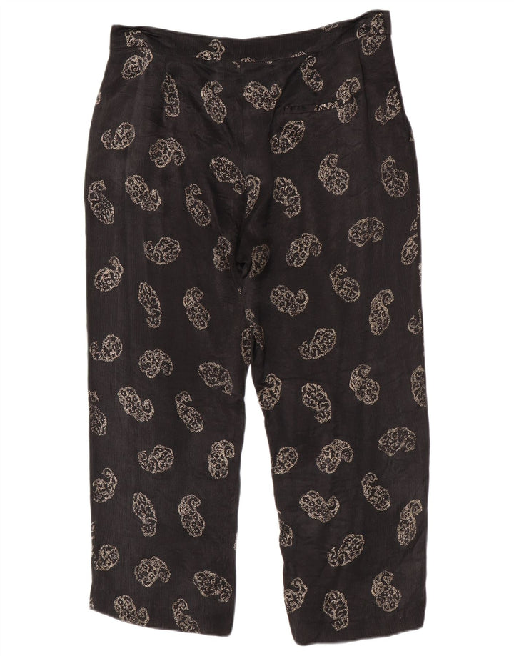 Calça feminina Zara cortada grande W30 L24 preta paisley