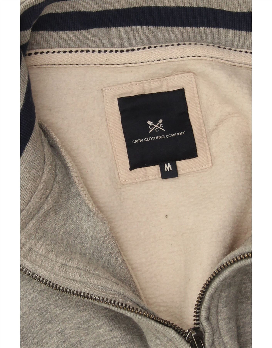 Crew Clothing Mens Zip Neck Moletom Jumper Médio Algodão Cinza