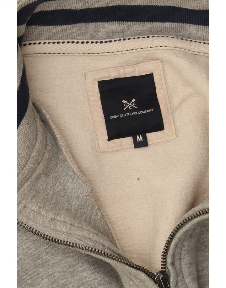Crew Clothing Mens Zip Neck Moletom Jumper Médio Algodão Cinza