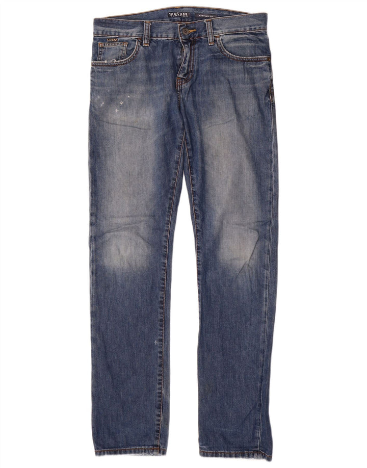 Guess Boys Jeans desgastados de ajuste regular reto 15-16 anos W32 L33 Azul