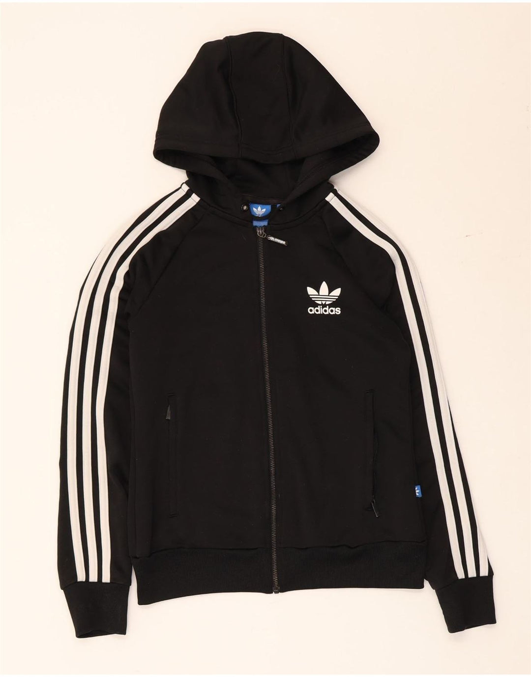 Suéter Adidas feminino com capuz e zíper 7-8 anos preto poliéster