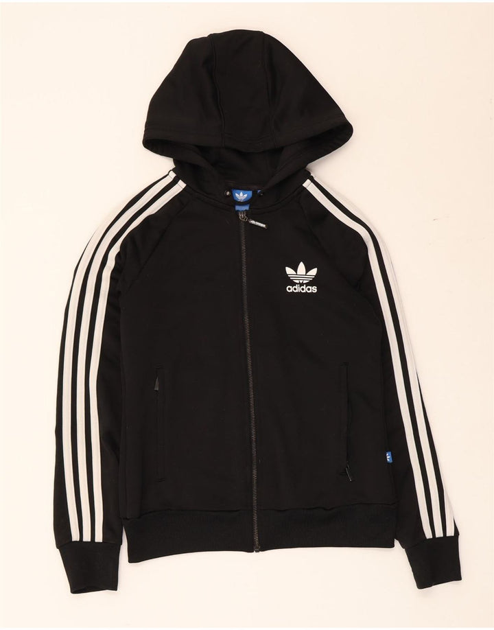 Suéter Adidas feminino com capuz e zíper 7-8 anos preto poliéster