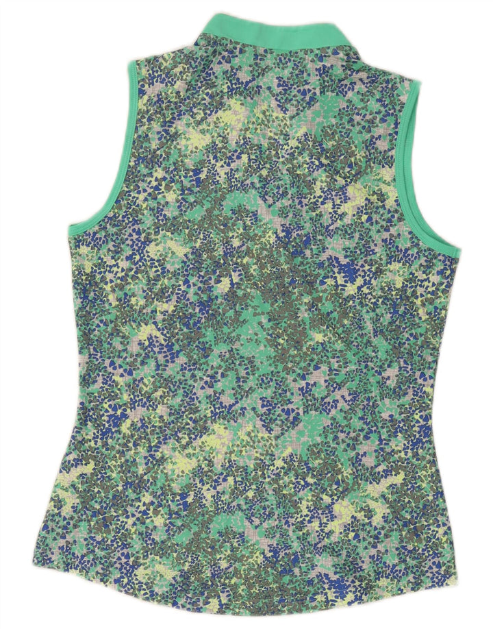Colete de golfe feminino Adidas UK 10 pequeno poliéster manchado verde