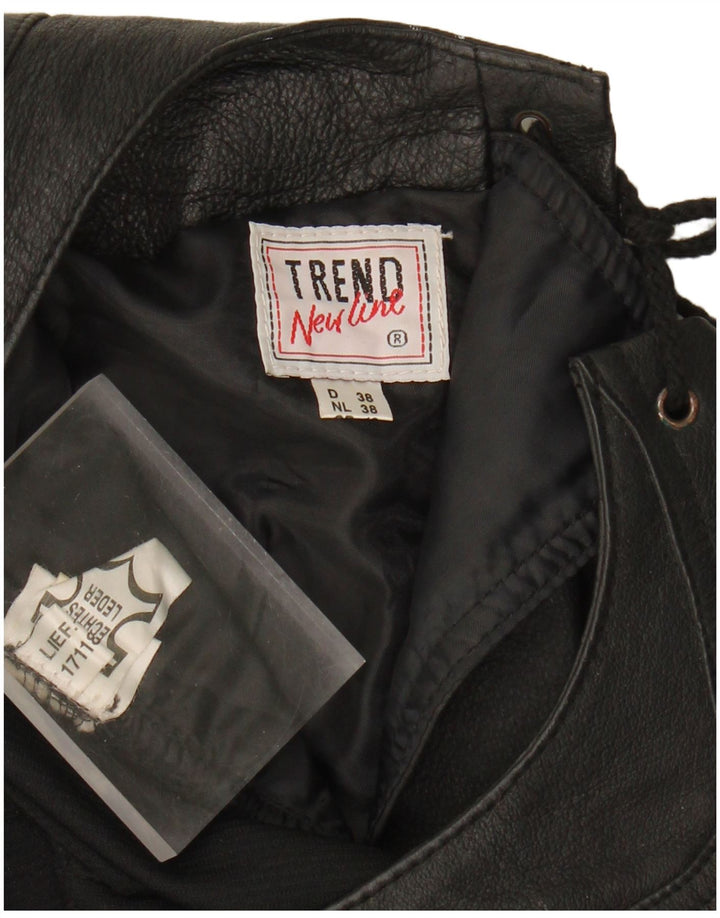 Colete de couro feminino Trend UK 12 couro preto médio