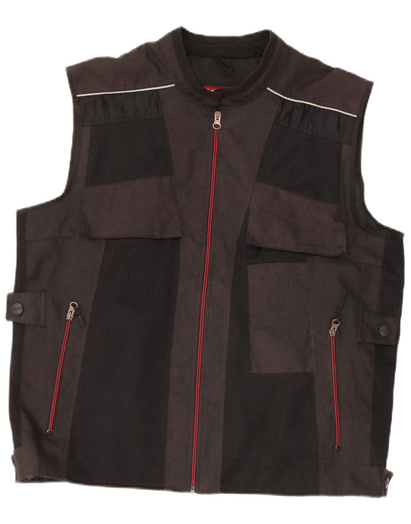 Colete Utilitário Masculino Vintage UK 42 XL Preto Colourblock Poliéster