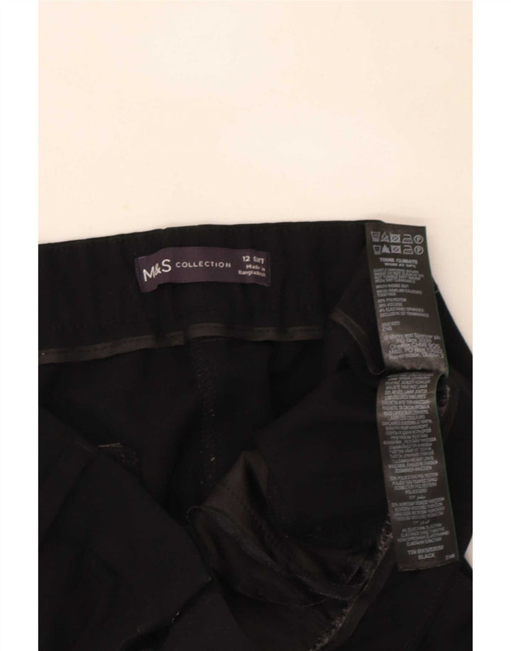 Calças cortadas femininas Marks & Spencer UK 12 médio W30 L25 pretas
