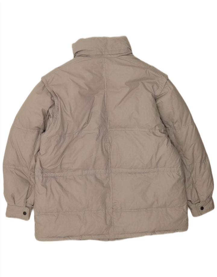 Jaqueta acolchoada masculina vintage UK 44 2XL algodão cinza