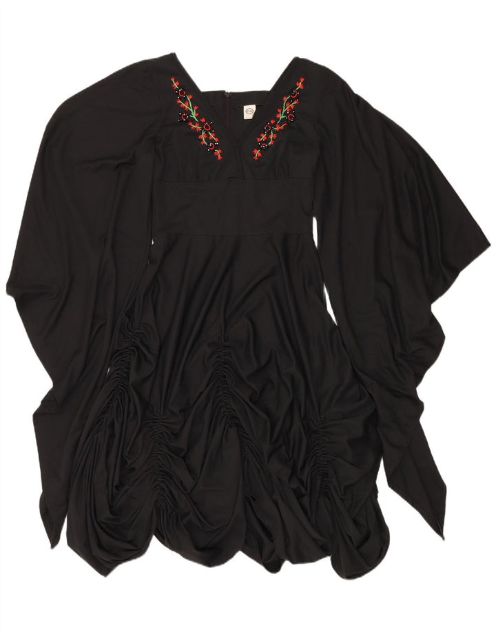 Vestido feminino C&A Batwing Pufe UK 12 poliéster floral preto médio