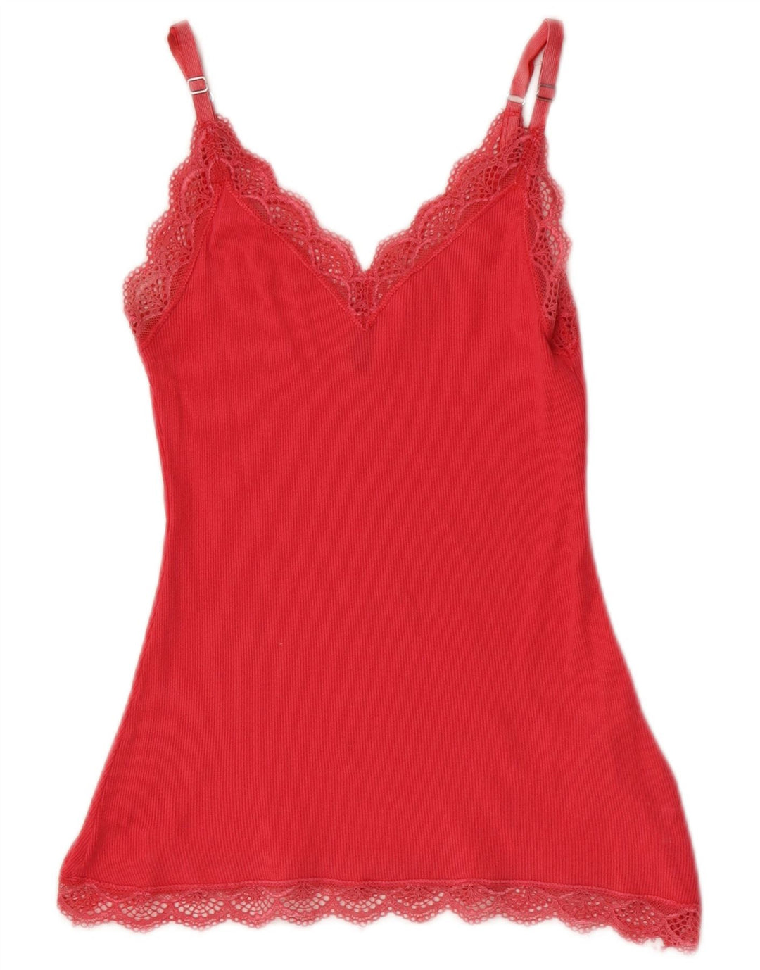 Benetton Cami Top Feminino UK 8 Pequeno Algodão Rosa