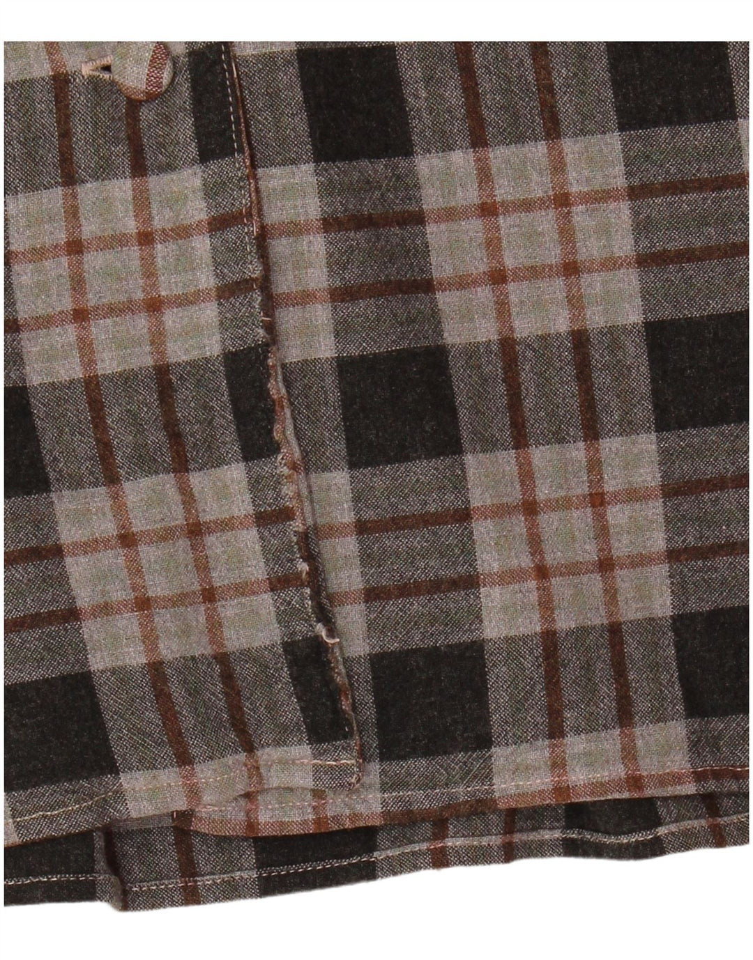 Camisa de flanela feminina Benetton UK 12 Viscose xadrez cinza médio