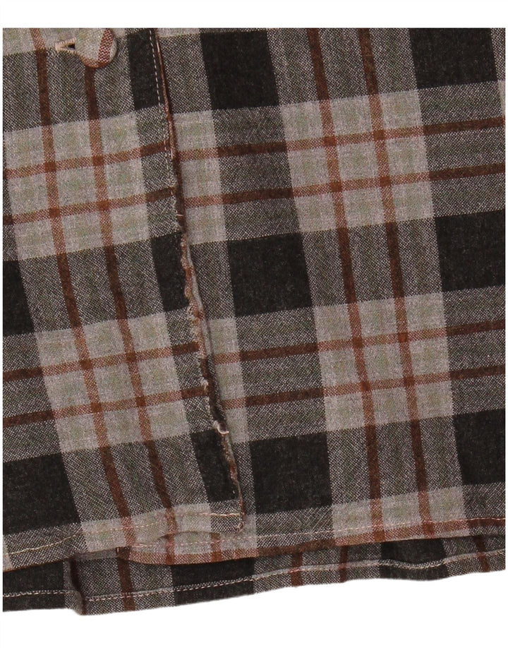 Camisa de flanela feminina Benetton UK 12 Viscose xadrez cinza médio