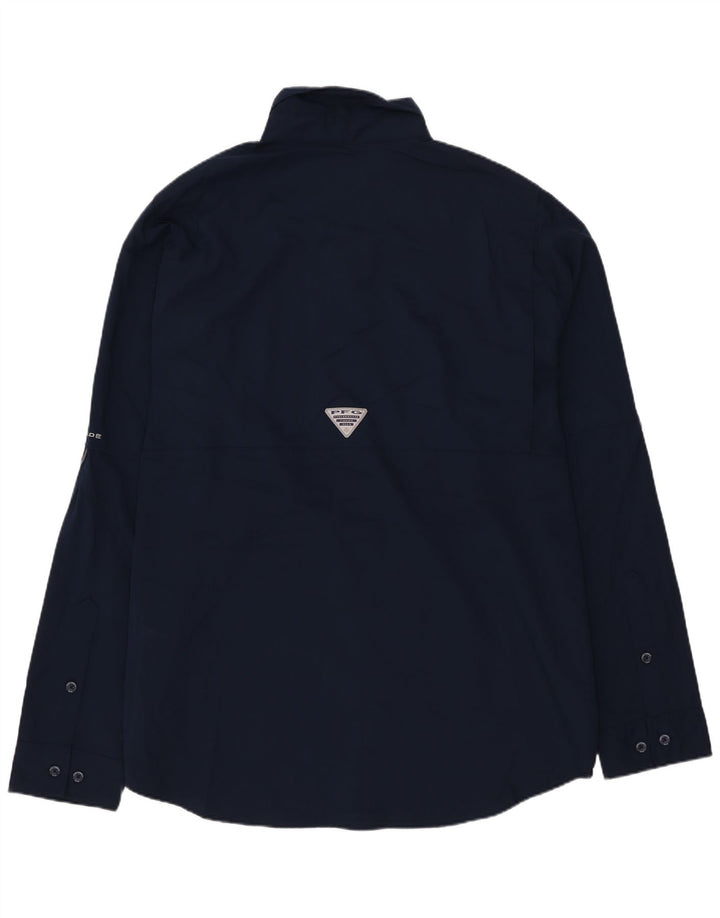 Camisa masculina Columbia Omni-Shade grande poliéster xadrez azul marinho