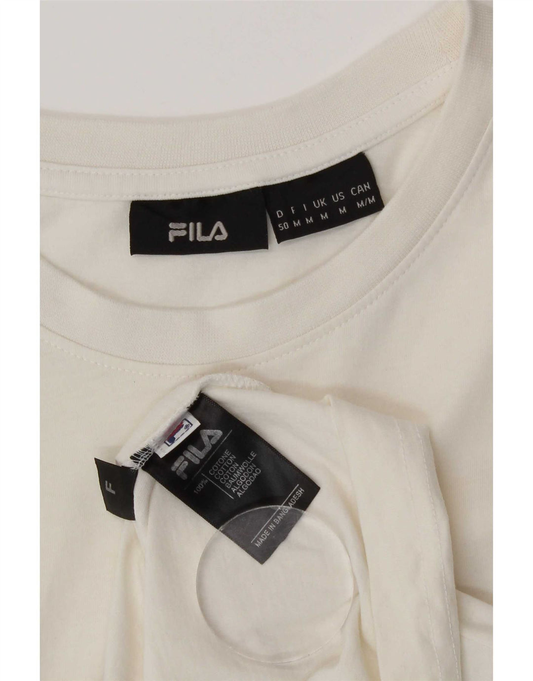 Fila Mens Graphic T-Shirt Top Médio Algodão Branco