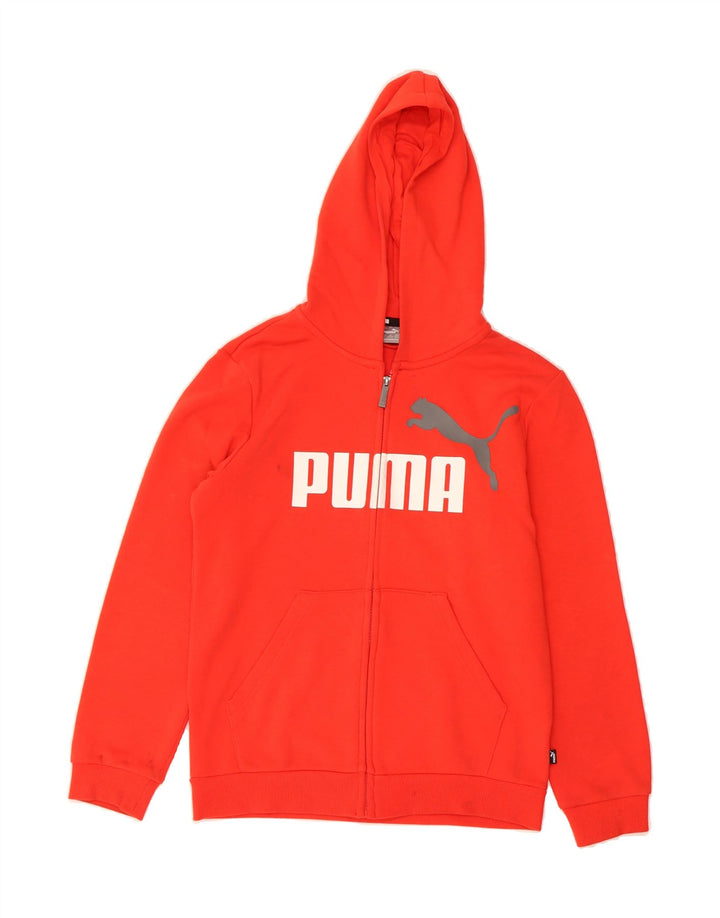PUMA Boys Graphic Zip Hoodie Sweater 13-14 Years Orange Cotton Vintage Puma and Second-Hand Puma from Messina Hembry 