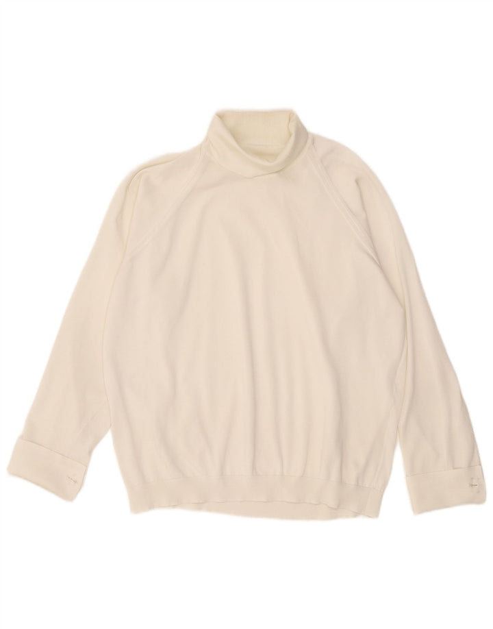 Blusa feminina vintage de manga comprida oversized UK 16 grande branca