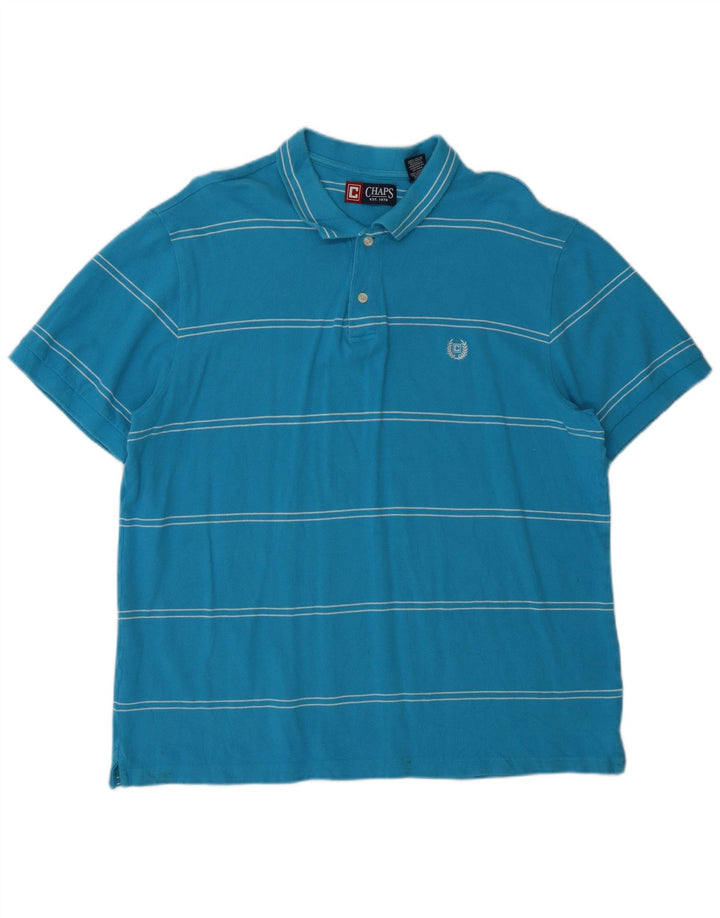Camisa polo masculina Chaps XL algodão listrado azul