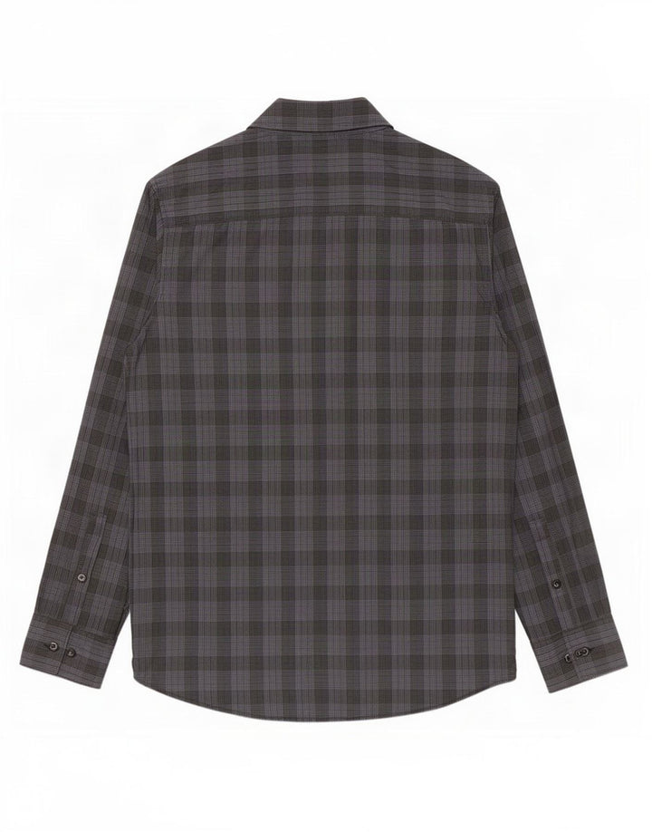 Camisa masculina Calvin Klein Modern Fit pequena cinza xadrez algodão