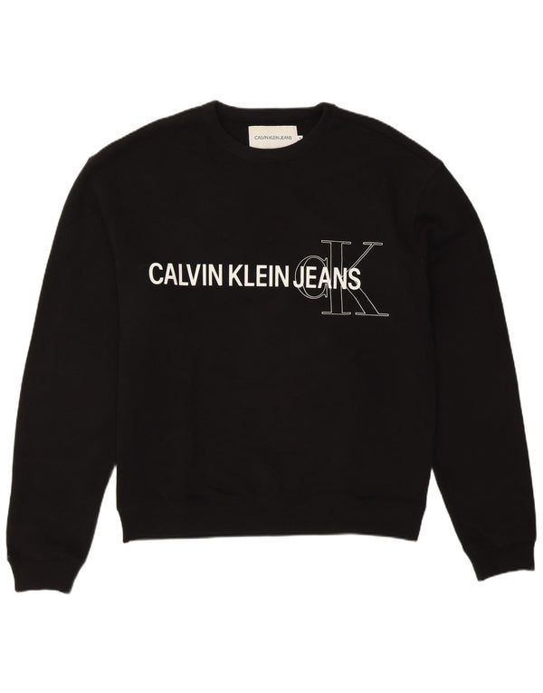 Calvin Klein Jeans Masculino moletom gráfico jumper médio algodão preto