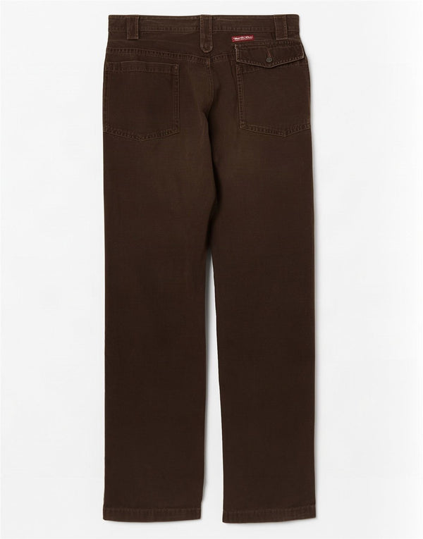 Calça chino reta masculina Marlboro Classics W38 L34 algodão marrom