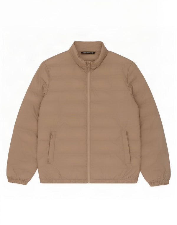 Jaqueta acolchoada masculina Zara UK 42 XL poliéster bege