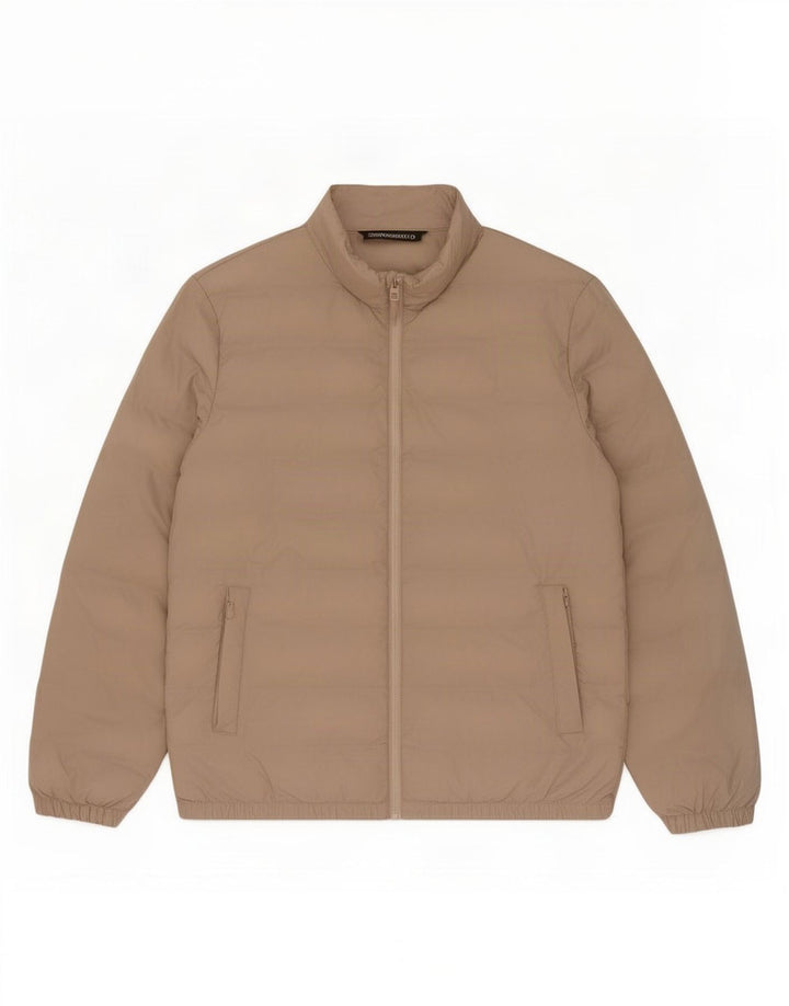 Jaqueta acolchoada masculina Zara UK 42 XL poliéster bege