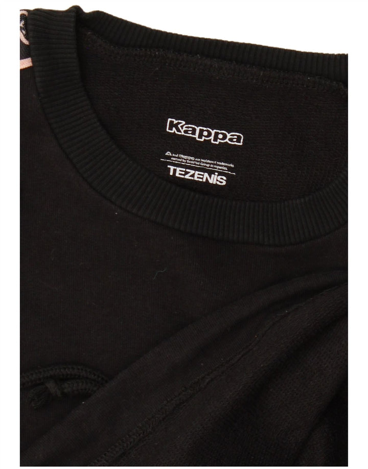 Kappa feminino Tezenis gráfico moletom jumper UK 12 médio preto