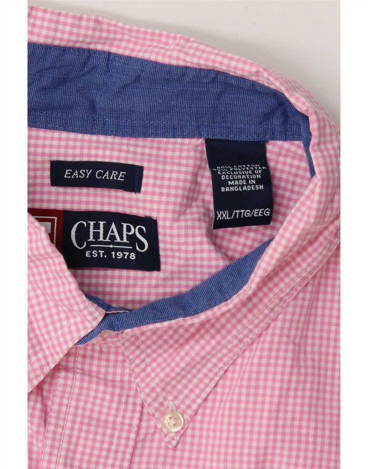 Camisa masculina de manga curta Chaps 2XL algodão guingão rosa