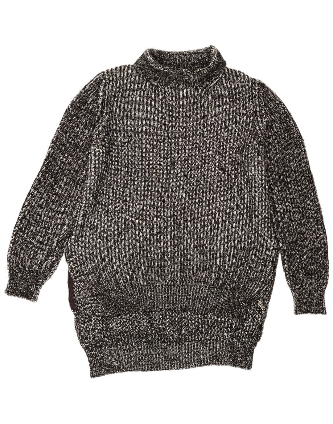 Suéter feminino Zara Longline com gola redonda Reino Unido 14 cinza médio manchado