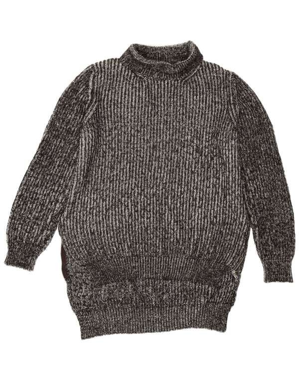 Suéter feminino Zara Longline com gola redonda Reino Unido 14 cinza médio manchado