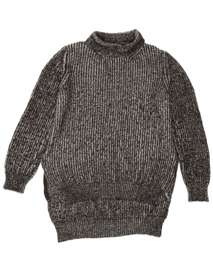 Suéter feminino Zara Longline com gola redonda Reino Unido 14 cinza médio manchado
