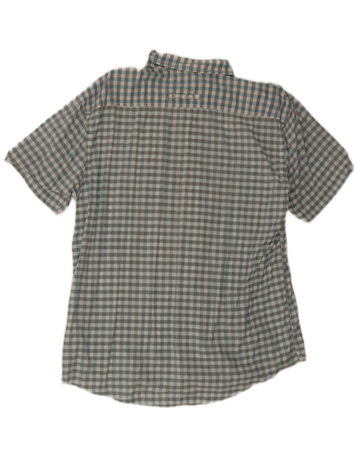 Camel Active Camisa masculina de manga curta regular fit grande algodão guingão azul
