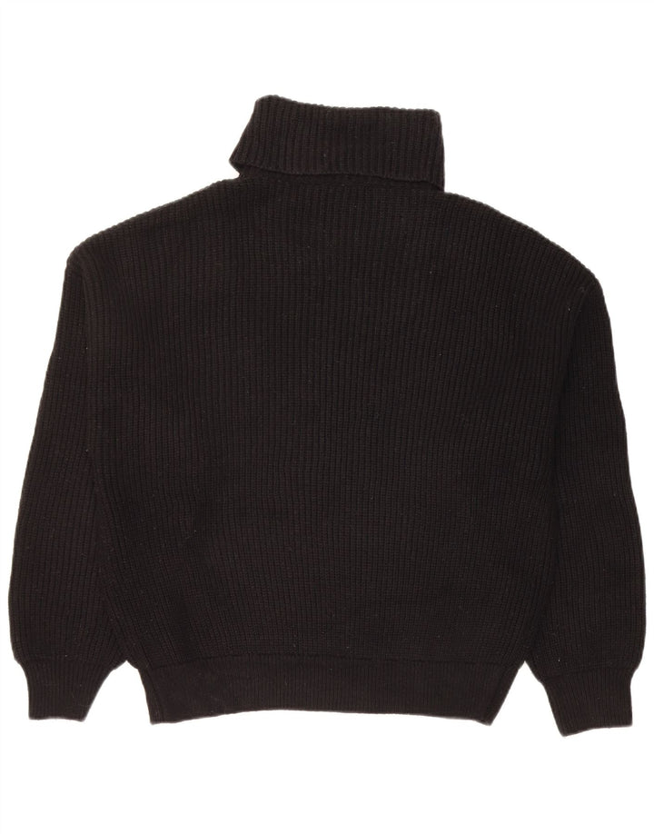 Suéter feminino Zara com gola redonda e viscose preta média Reino Unido 14