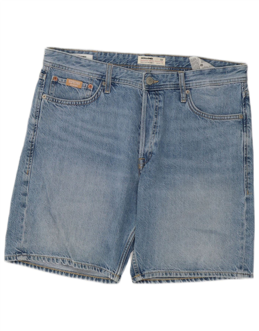 Jack & Jones Mens Chris Denim Shorts Grande W34 Azul Algodão