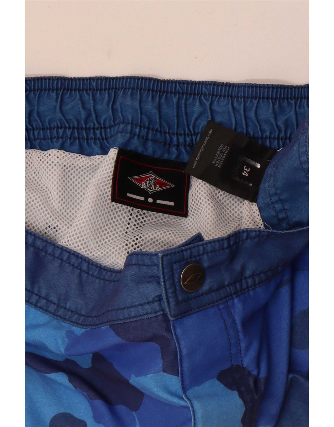 Shorts de natação masculino Bear grande poliéster camuflado azul