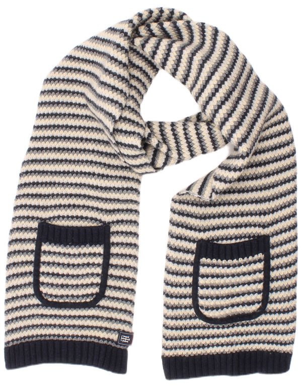 Cachecol feminino Tommy Hilfiger em malha retangular tamanho único lã listrada azul marinho