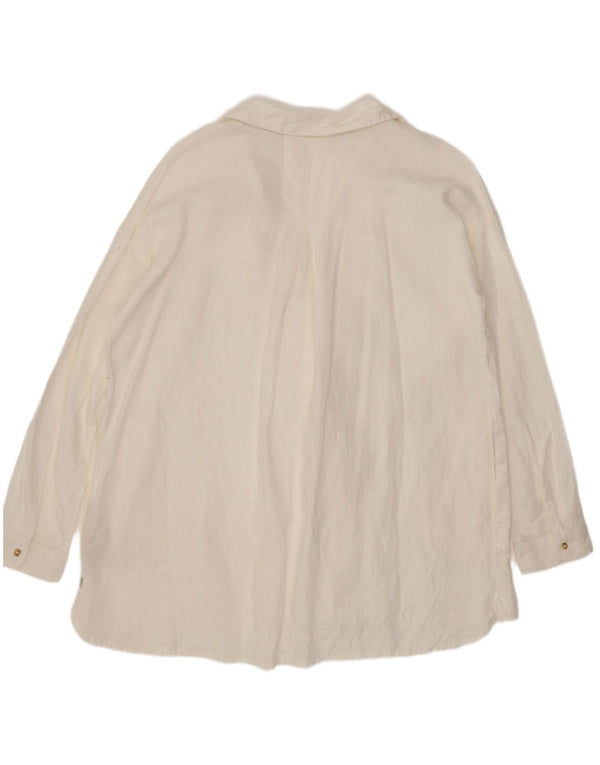 Pulôver feminino Fat Face com ajuste solto Reino Unido 14 linho branco grande